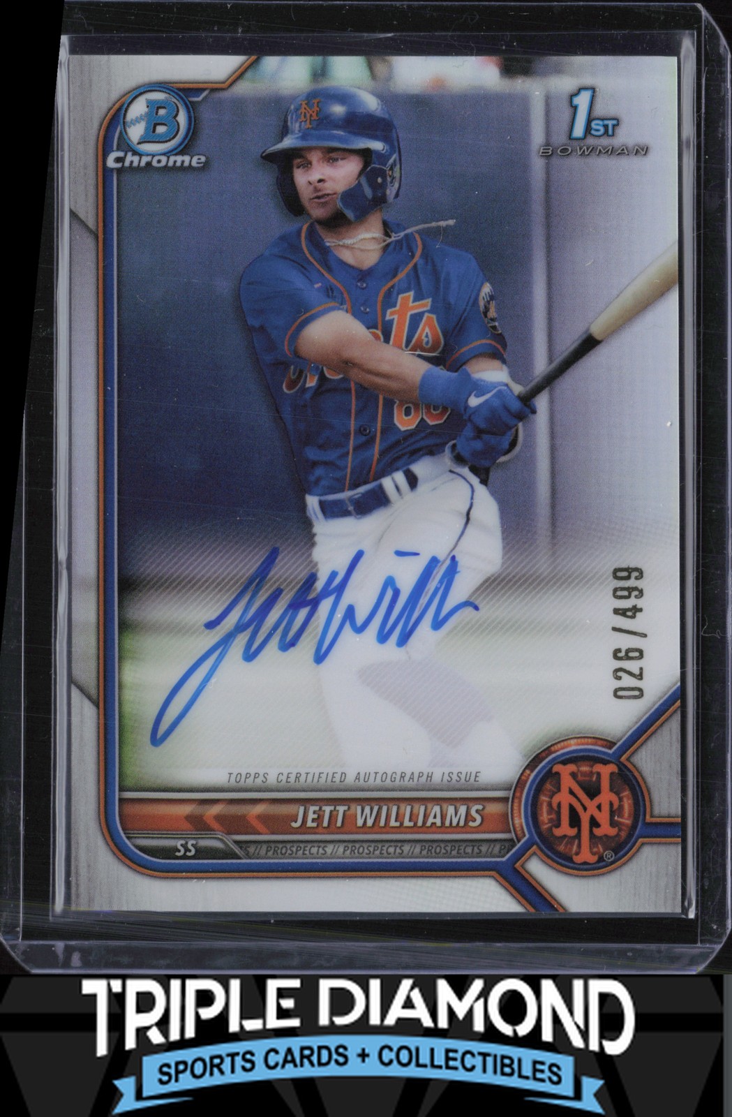 2022 Bowman Draft Chrome 1st Jett Williams Prospect Auto Refractor #026/499 V562