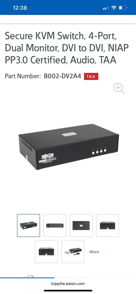 Tripp Lite B002-DV2A4 KVM Switch 4-Port DisplayPort Dual Monitor - Image 3 of 4