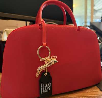 #ad NEW The Devil Wears Prada Red Top Handle Satchel Bag Gold Charm POPCORN BUCKET $787.50