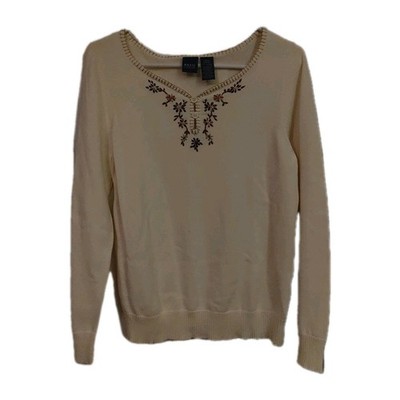 Basic Editions large 100% cotton top with embroidered floral detailing