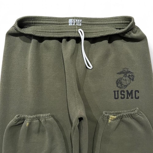 Vintage USMC Jogginghose Herren L Army Grün Baumwolle Military Bündchen Kordelzug 90s