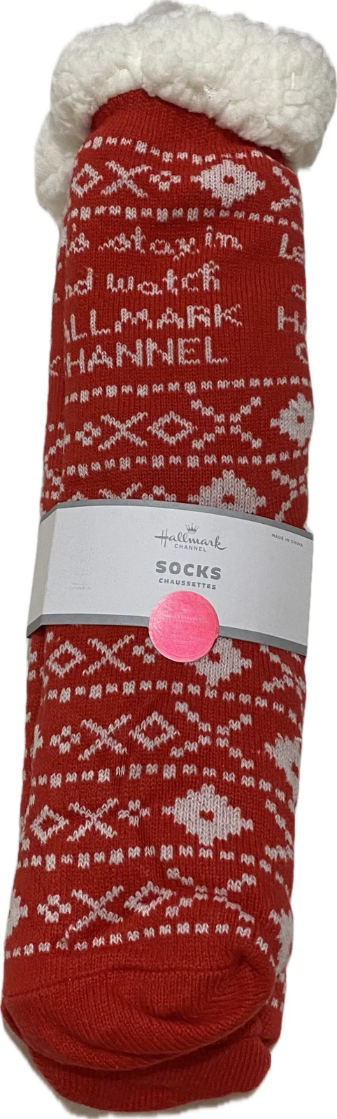 NEW! The Hallmark Channel Socks Chaussettes Slippers One Size Faux Fur Lined