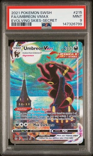 2021 POKEMON SWORD & SHIELD EVOLVING SKIES SECRET FULL ART/UMBREON VMAX PSA 9