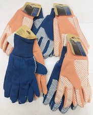 4-Pack of 2 Garden Gloves Jersey Canvas With Dots - Large Blue Peach Set of 8