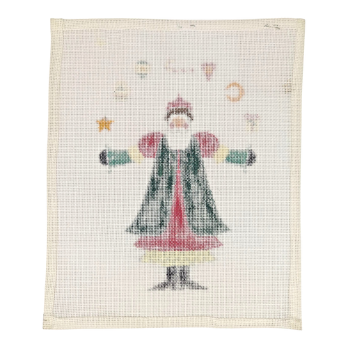 Juggling Santa Handpainted Folk Art Needlepoint Canvas w/Charm | Pat Thode HTF - Picture 2 of 6