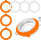 6 Silicone Jar Gaskets 3.75" Rubber Seals for Glass Jars, White & Orange