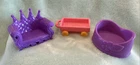 Littlest Pet Shop 3 pc Set Purple Crown Chair - Purple Pet Bed - Pink Wagon LPS