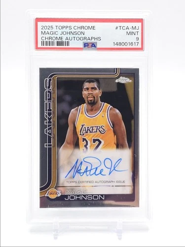 MAGIC JOHNSON 2025-26 TOPPS CHROME AUTOGRAPH LAKERS #TCA-MJ AUTO PSA 9 Q0902