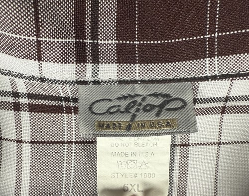 CalTop Shirt Mens 5XL Brown Vintage Short Sleeve Plaid Chicano USA Homie Baggy - Picture 11 of 11