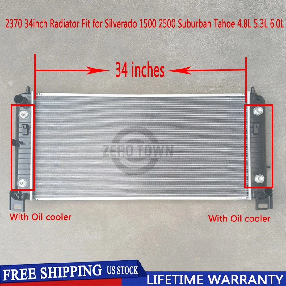 2370 34'' Radiator for For Chevy Silverado 1500 2500 Suburban Tahoe 4.8 5.3 6.0L Foto 3 de 4
