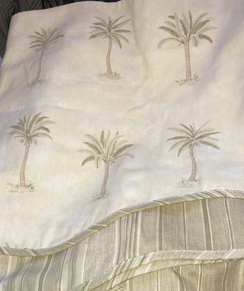 Discontinued Waverly Luxury Valance Curtain Tan Brown Green Palm Print Rare - Image 4 of 4