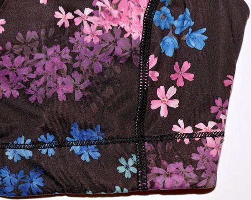 Lululemon Sports Bra Double Strap 8 Pink Blue Purple Floral Crop Top FreeS&H - Picture 3 of 4