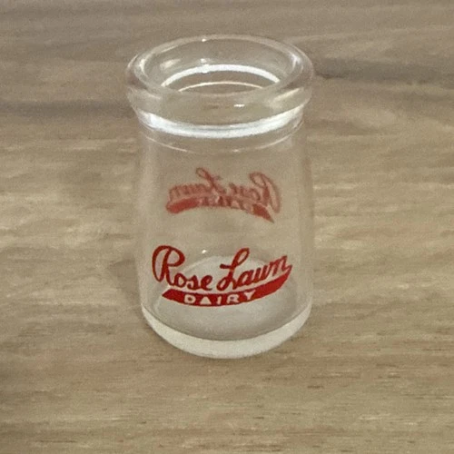 Vintage Rose Lawn Milk Glass Dairy Creamer Size 2.25" Milk Bottle