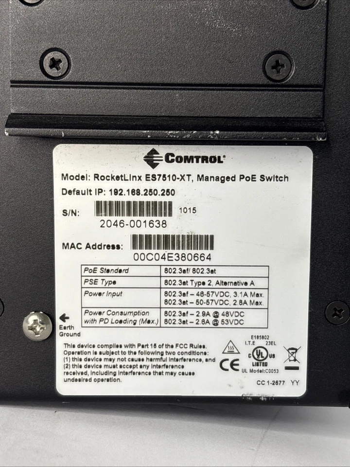 Conmutador Ethernet Gigabit PoE industrial Comtrol RocketLinx ES7510-XT Foto 4 de 4