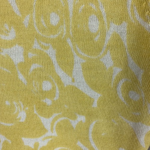 Garnet Hill Womens Sweater L ( SMALL ) Merino Wool Yellow Floral Cardigan Knit - Picture 11 of 15