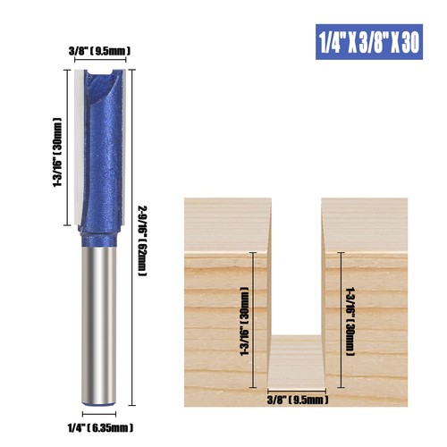 1/4inch Shank Straight Router Bit Double Flute Milling Cutter Woodworking Bit - Picture 7 of 11