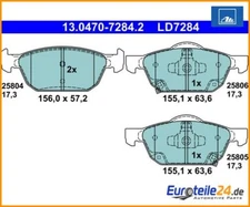 Brake pad set, disc brake ATE ceramic ATE 13.0470-7284.2