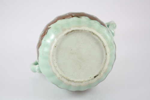 VINTAGE CHINESE CERAMIC GLAZED CELADON GREEN HAND PAINTED LIDDED JAR - Bild 6 von 8