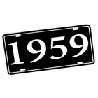 1959 through 2024 Years on a Black & Silver Aluminum Novelty License Plate