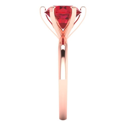 3 tcw Round Cut Engagement Ring for Women, 14K Rose Gold Ruby Promise Ring - Picture 3 of 11