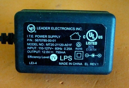 ADAPTADOR DE CA GENUINO LEI MT20-21120-A01F P/N: 5670785-00-01 12V 750mA B2.6 - Imagen 2 de 4