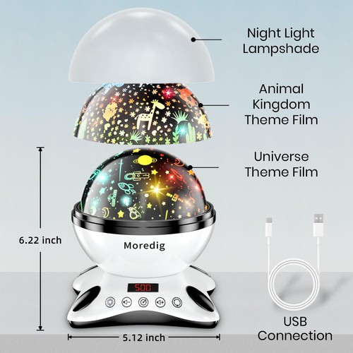 Moredig Niños Luz Nocturna Proyector Control Remoto Bebé Luces Nocturnas para Habitación de Niños con... - Imagen 6 de 9