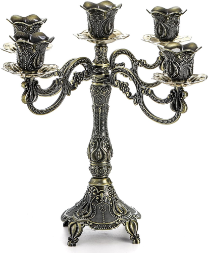 Peohud 5-Candle Metal Candelabra, 10 Inch Tall 5 Arms Candle Holder Stick for Ta - Picture 11 of 12