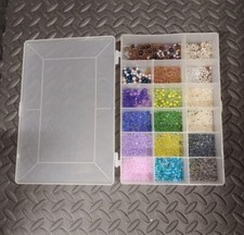 LOT of Beads in Plastic Divider Box - Multi Colors