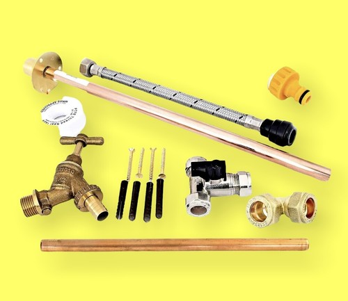 Professional through the wall Outside Garden Tap Kit Extra Fittings