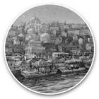 2 x Vinyl Stickers 20cm (bw) - Vintage Istanbul Turkey Painting  #35333