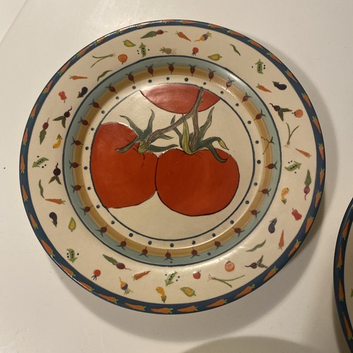 Vintage Blue Sky 18 CARROTS Laura Kelly handpainted 8.5” Tomatoes salad plates 3 - Picture 3 of 11