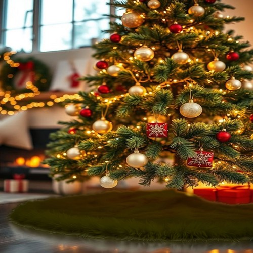 Falda de árbol de Navidad de piel sintética FabricLA - Peluche mullido para decoraciones navideñas - Imagen 155 de 227