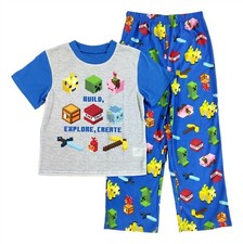 Minecraft Pajamas Boys Medium 8 Lightweight Shirt Pants PJ Kids Gift Set