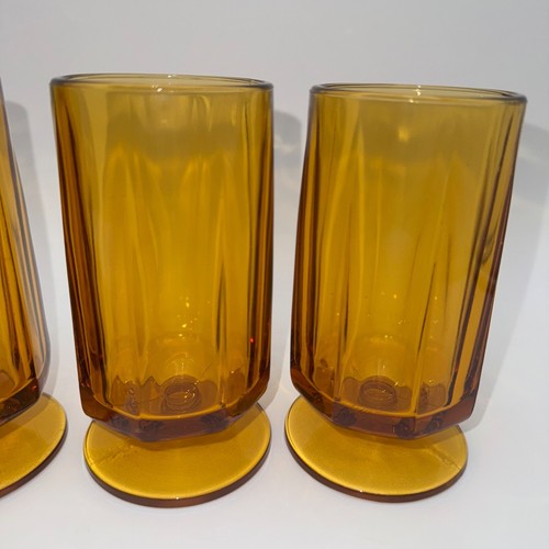 4 Colony Nouveau Gold Iced Tea Footed Amber Paneled - Picture 3 of 8