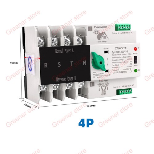 Dual Power Automatic Transfer Switch Uninterrupted 2/3P/4P 63A 100A Photovoltaic - Picture 10 of 18