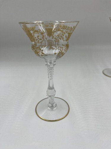 Cambridge Glass Portia 3126, Gold Encrusted Etched Liquor Glasses set of 8 - Picture 14 of 24