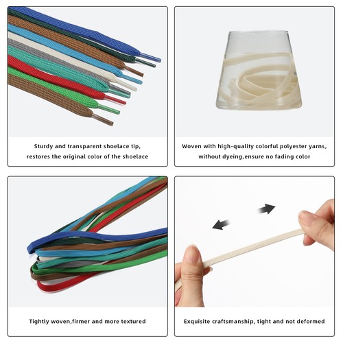 2 Paar doppellagige flache Schnürsenkel beige für Sneaker Erwachsene Kinder 45 54 60 Inch - Bild 7 von 7