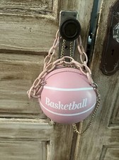 Pink Cute Basketball Shaped Cross BodyBag carry bag and removable chain