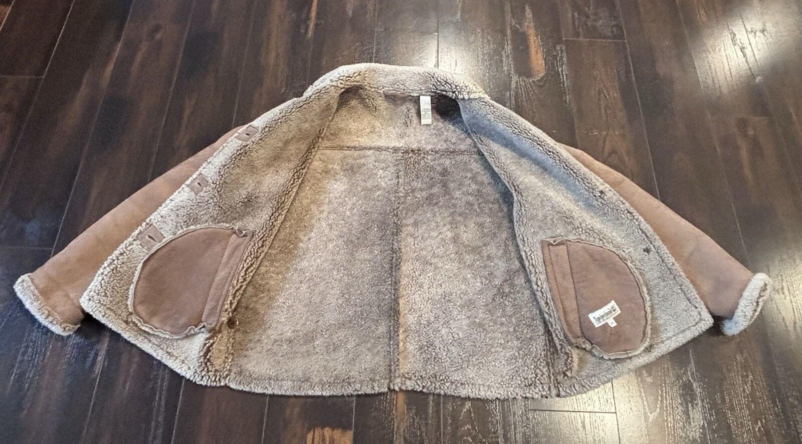 RARE 1997 VINTAGE TIMBERLAND SHEARLING SHEEPSKIN COAT Size XS image 5