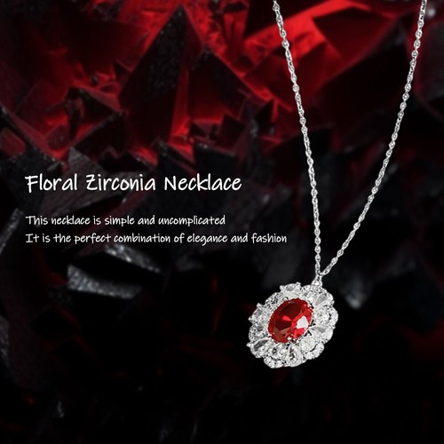 French Temperament Flowers Oval Zirconia Necklace Personalized Fashion Female - Picture 4 of 10
