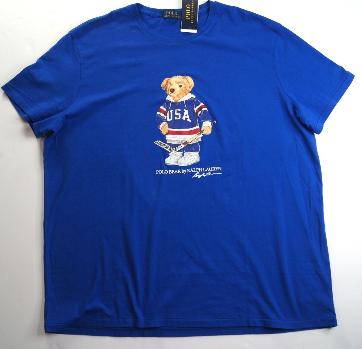 POLO RALPH LAUREN Men s Big Tall Blue Polo Hockey Bear Crewneck T Shirt NWT eBay