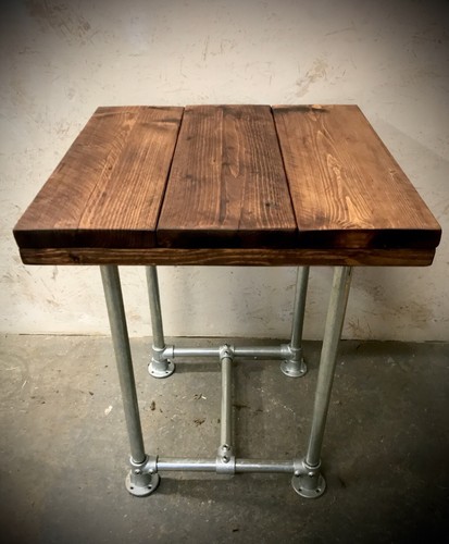 Industrial Reclaimed Scaffold Board Table Coffee Shop Restaurant Bar Steel Legs - Picture 2 of 7