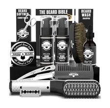 Beard Straightener Grooming Kit for Men, Beard Growth Kit, Beard Wash, Brush ...