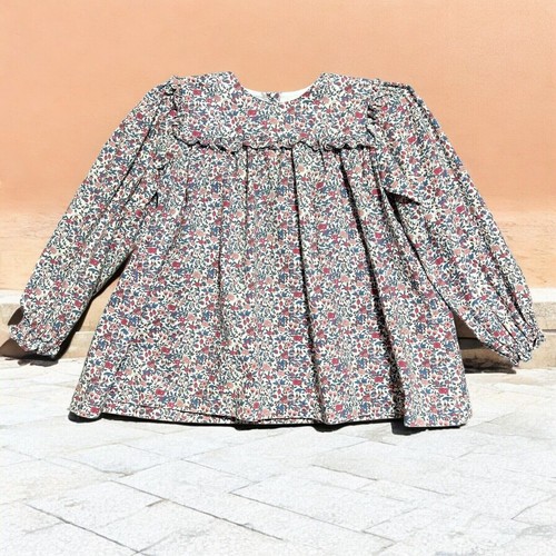 James & Lottie Girl's Floral Babydoll Blouse Size 8 Boutique Balloon Sleeves