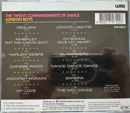 LONDON BOYS - THE TWELVE COMMANDMENTS OF DANCE CD - LIKE NEW - 1988 WEA - Picture 2 of 2