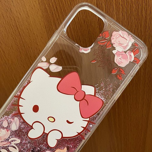 iPhone 11 12 MAX XR - Funda Flotante Agua Líquida Brillo Goma Rosa Hello Kitty - Imagen 50 de 71