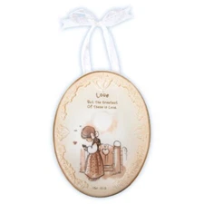 Precious Moments Love Plaque Ornament Ribbon Hanger Religious Girl 7 Inch 103444