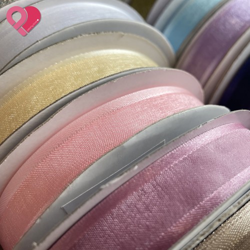 0.625" 5/8" Organza Ribbon Sheer Mono Satin Edge Glitter Metallic Gift Trim Bulk - Picture 3 of 4