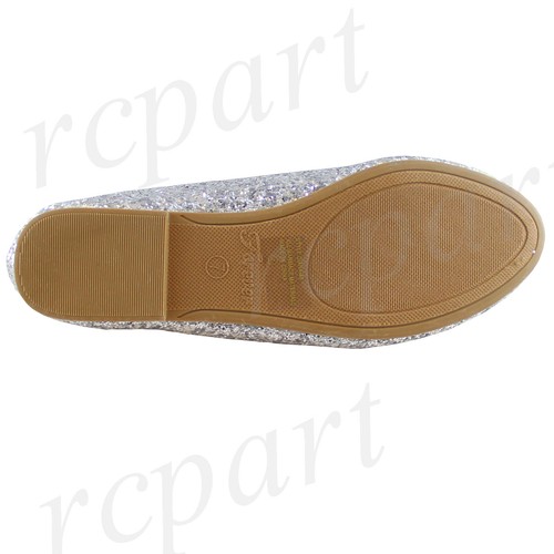 Nuevos zapatos para mujer diamantes de imitación ballet planos parpadeo boda informal plata - Imagen 9 de 10