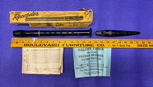 Vintage AMAN RECORDER Key Of C & Plastic Tonette Flute Musical Instrument Box - Picture 13 of 20